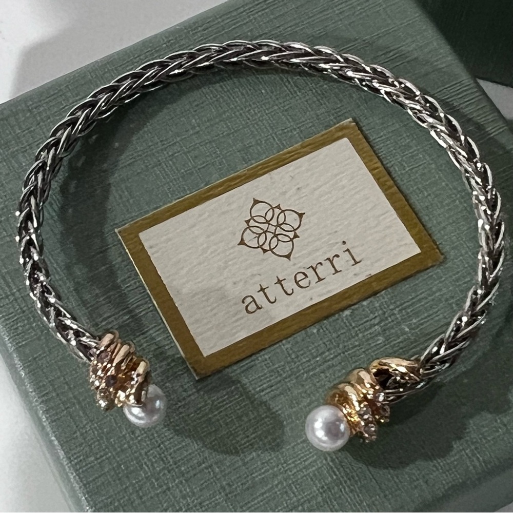 Atterri Silver and Gold ToneBraided Bracelet NWT IN BOX